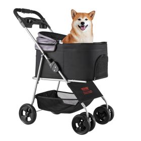 VEVOR Pet Stroller, 35 lbs Weight Capacity, Foldable Dog Stroller Cart, 4 Wheels Cats Pram with Detachable Carrier & Mesh Windows VEVOR Pet Stroller, 35 lbs Weight Capacity, Foldable Dog Stroller Cart, 4 Wheels Cats Pram with Detachable Carrier & Mesh Windows